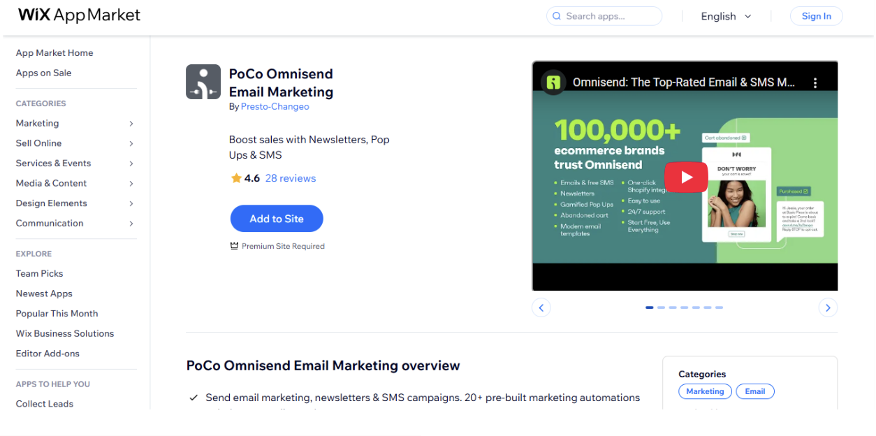 PoCo Omnisend Email Marketing Wix App